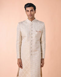 Manyavar Men Cream Brocade Sherwani