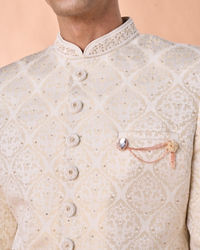 Manyavar Men Cream Brocade Sherwani