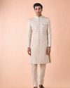Manyavar Men Cream Brocade Sherwani