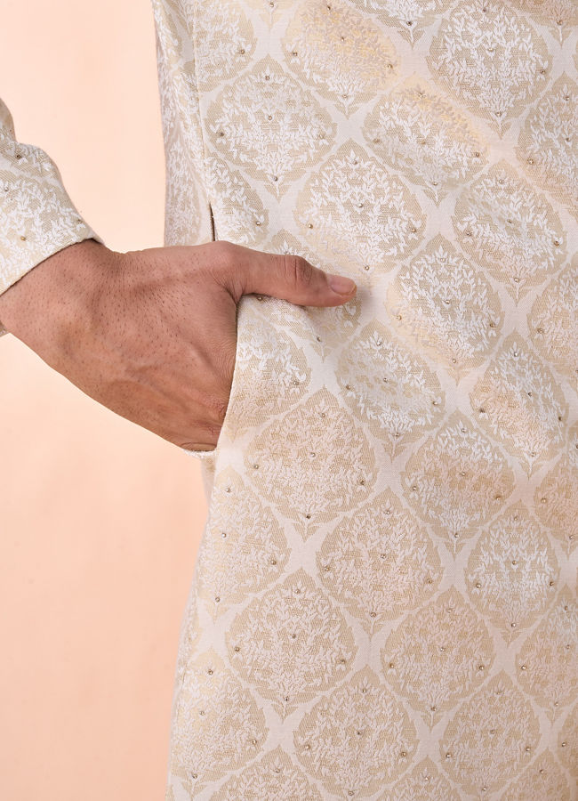 Manyavar Men Cream Brocade Sherwani