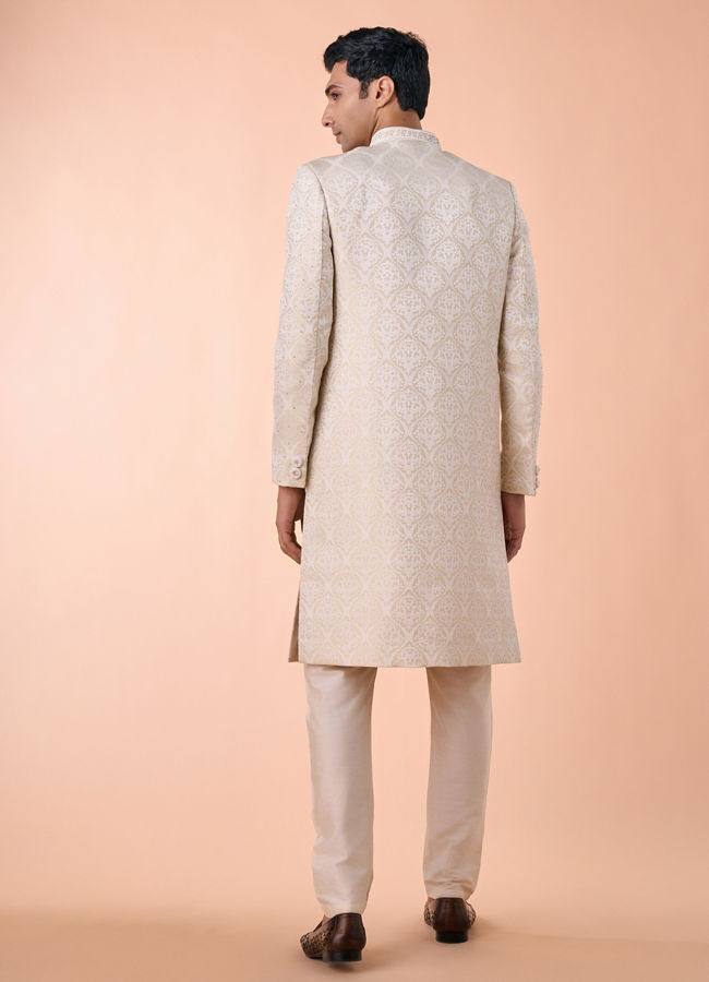 Manyavar Men Cream Brocade Sherwani