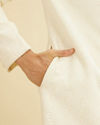 Manyavar Men Cream White Honeycomb Patterned Sherwani Set with Sequin Work