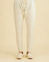 Manyavar Men Cream White Honeycomb Patterned Sherwani Set with Sequin Work