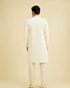 Manyavar Men Cream White Honeycomb Patterned Sherwani Set with Sequin Work