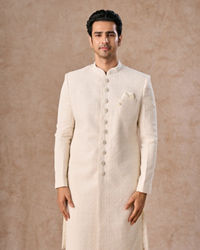Manyavar Men Royal Cream Sherwani Set
