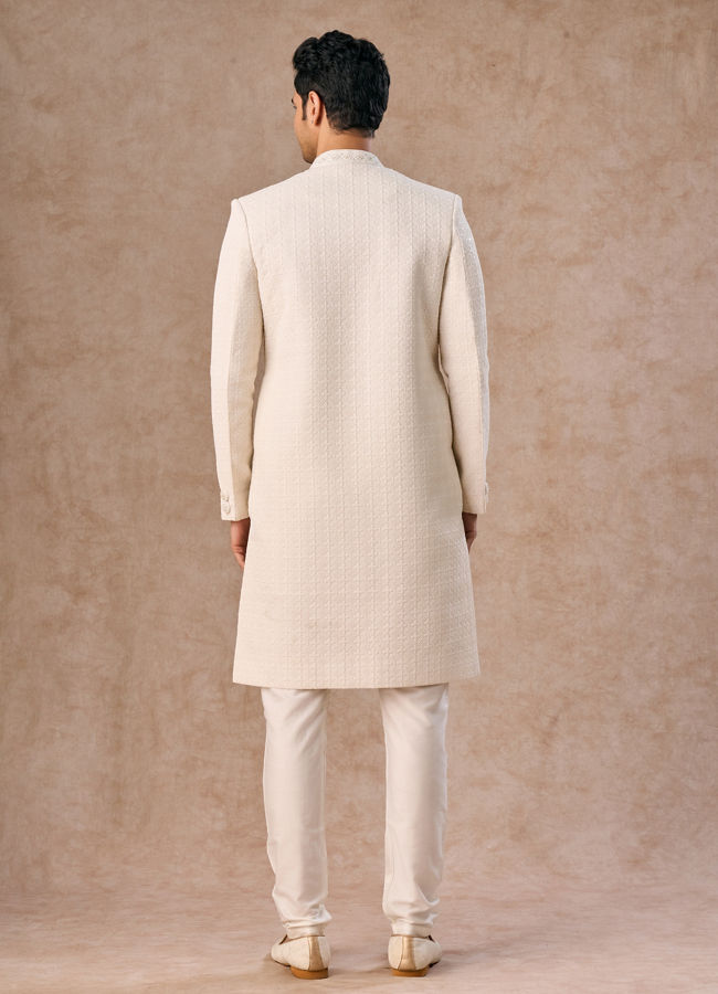 Manyavar Men Royal Cream Sherwani Set