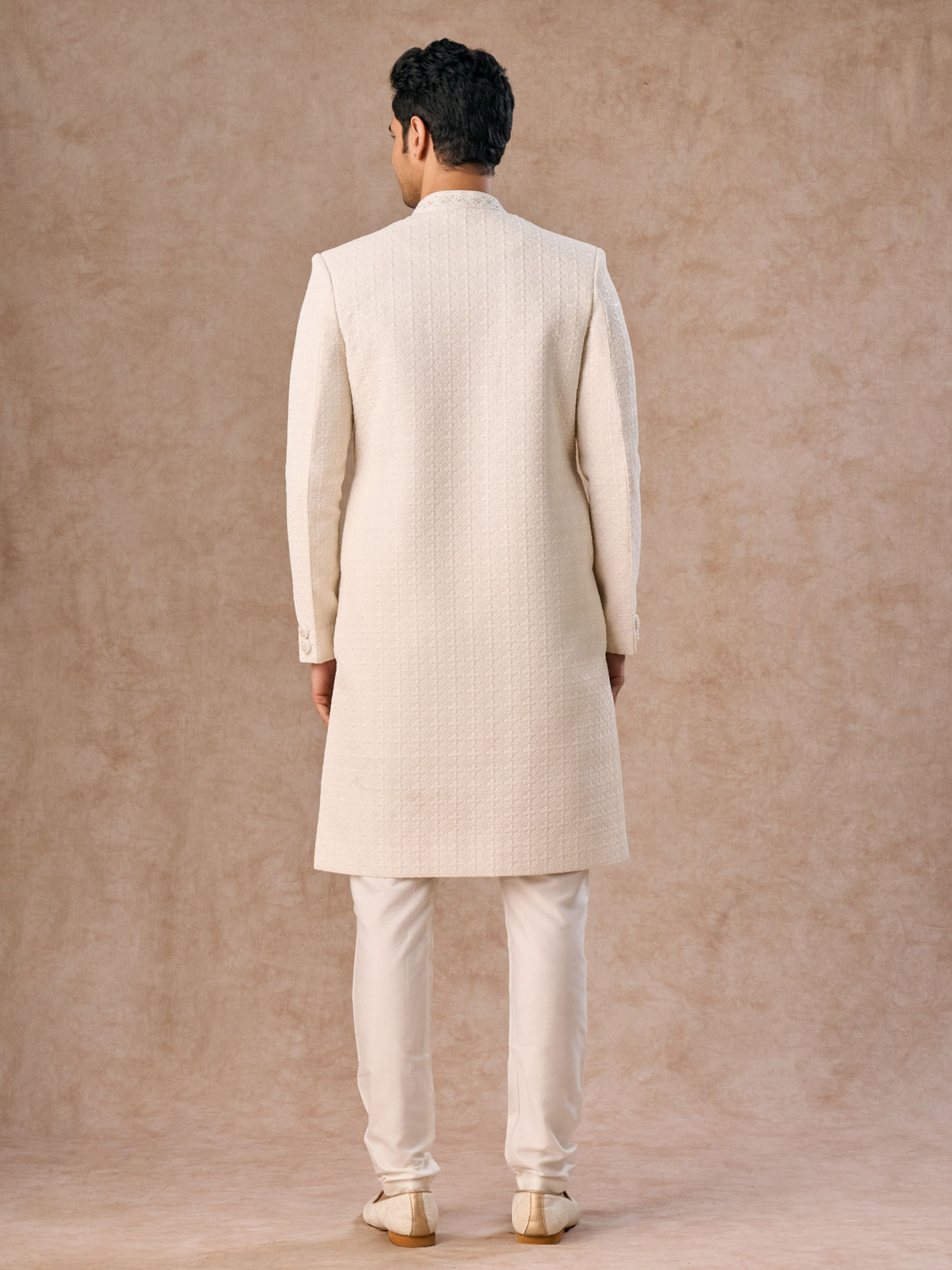 Manyavar Men Royal Cream Sherwani Set