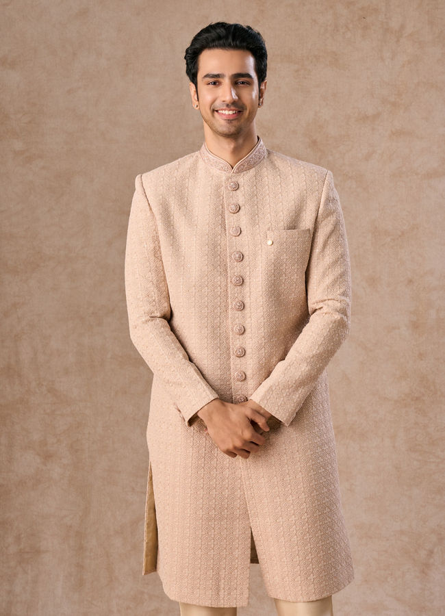 Manyavar Men Champagne Grace Sherwani
