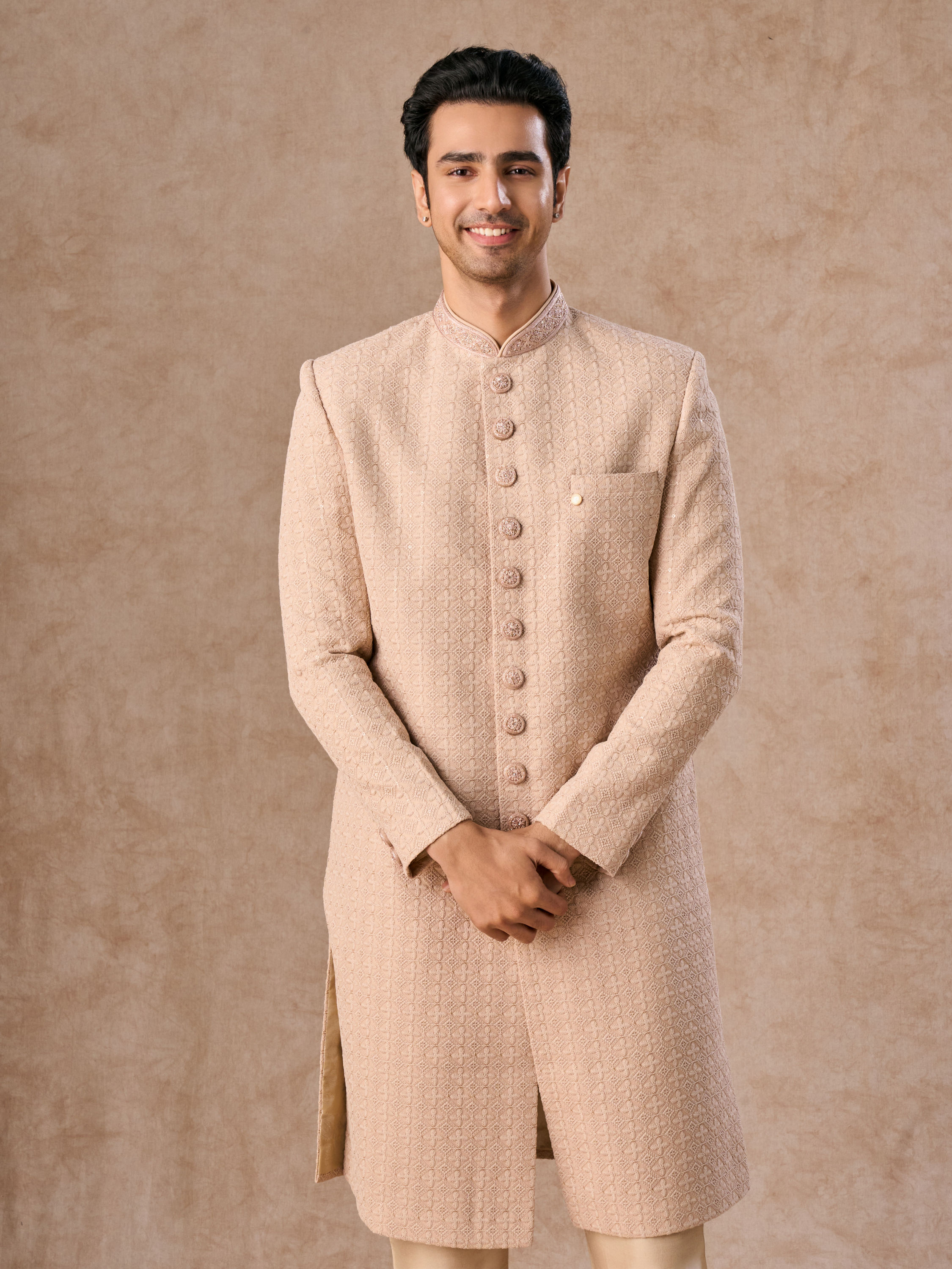 Manyavar Men Champagne Grace Sherwani