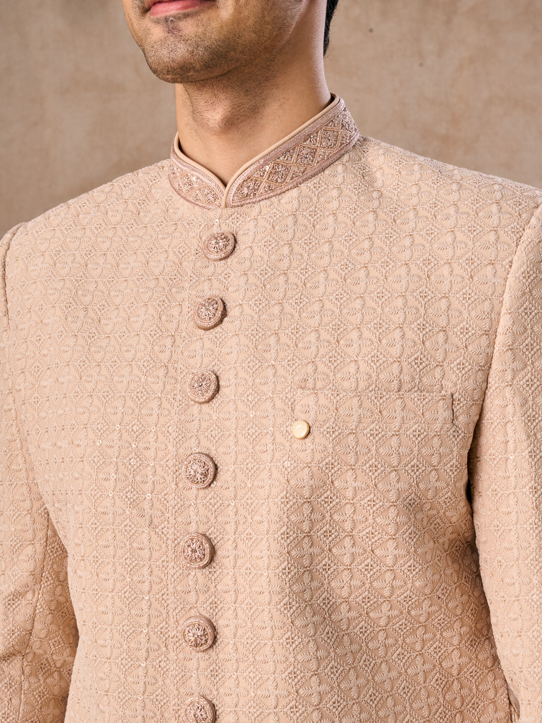 Manyavar Men Champagne Grace Sherwani