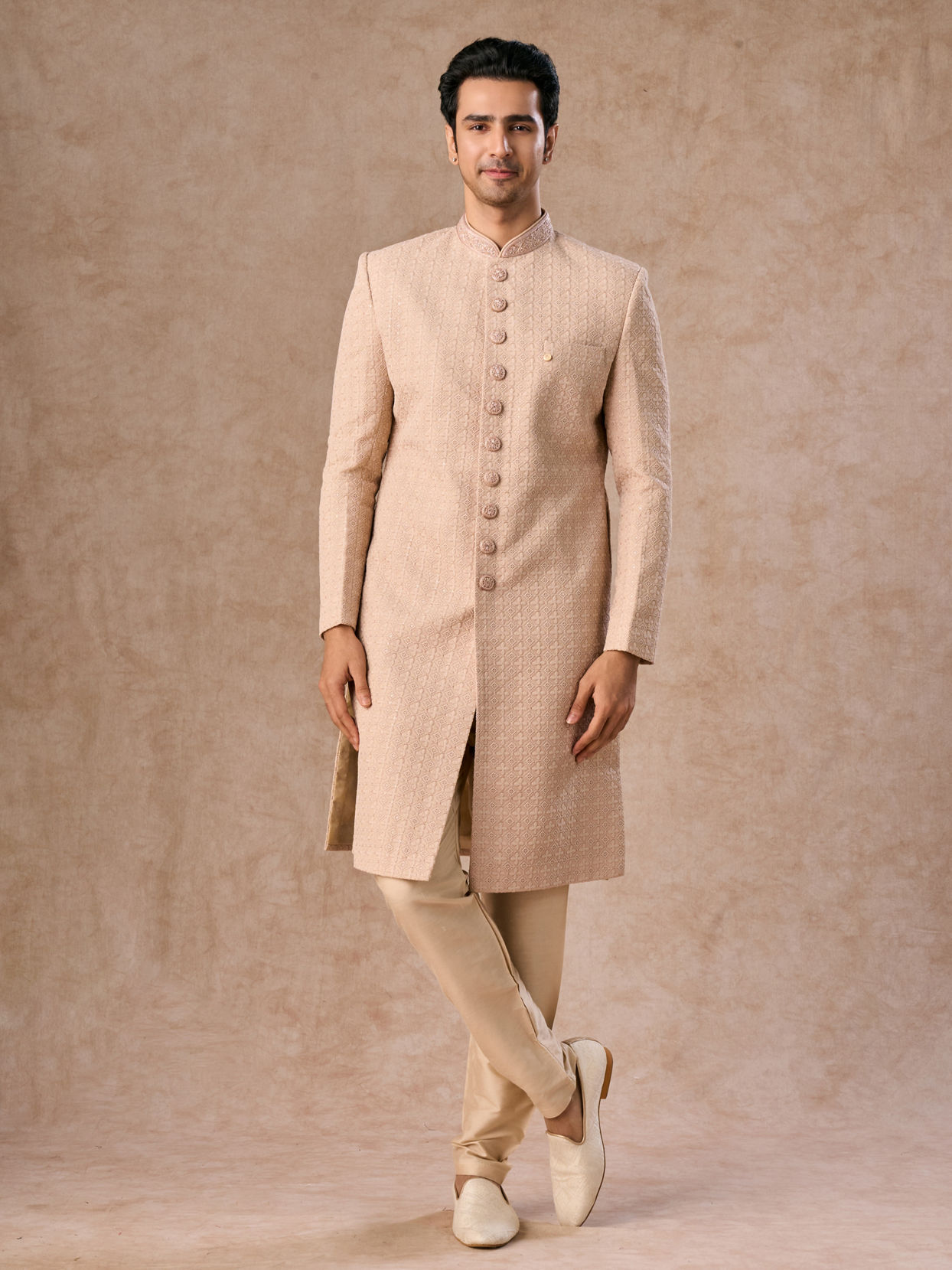 Manyavar Men Champagne Grace Sherwani