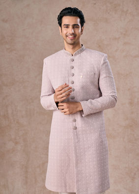 Manyavar Men Lilac Georgette Extravaganza Sherwani