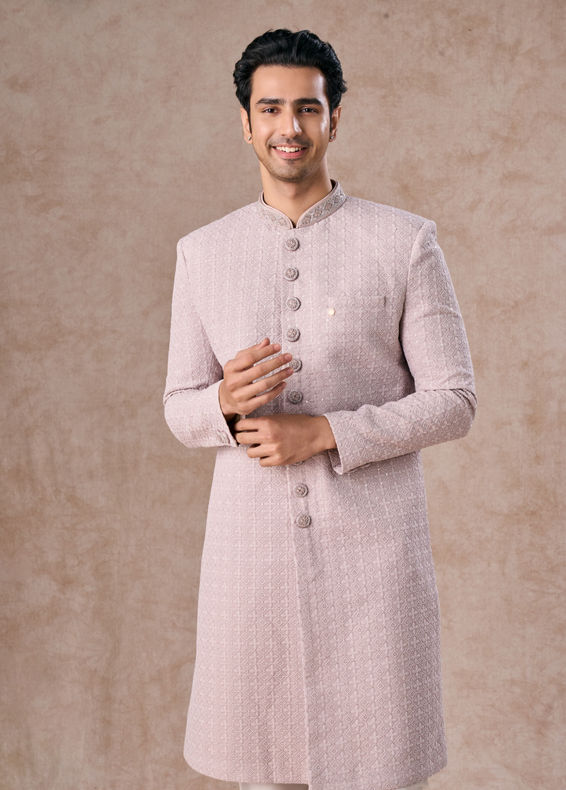 Manyavar Men Lilac Georgette Extravaganza Sherwani