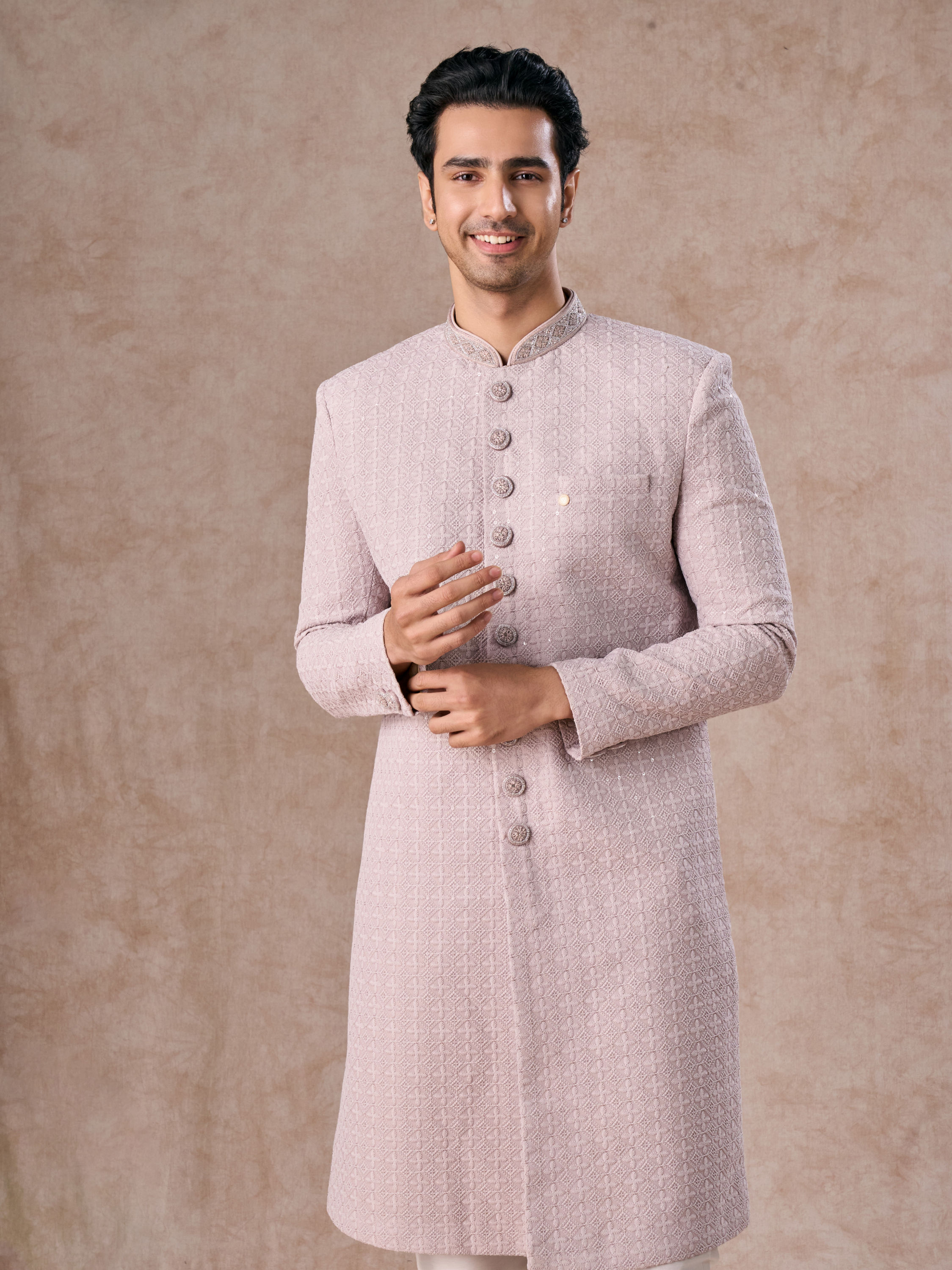 Manyavar Men Lilac Georgette Extravaganza Sherwani