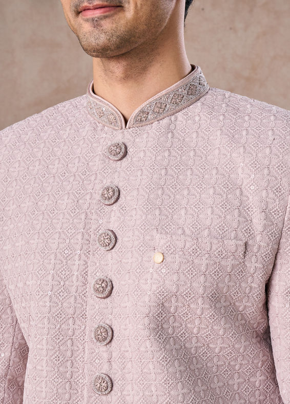 Manyavar Men Lilac Georgette Extravaganza Sherwani
