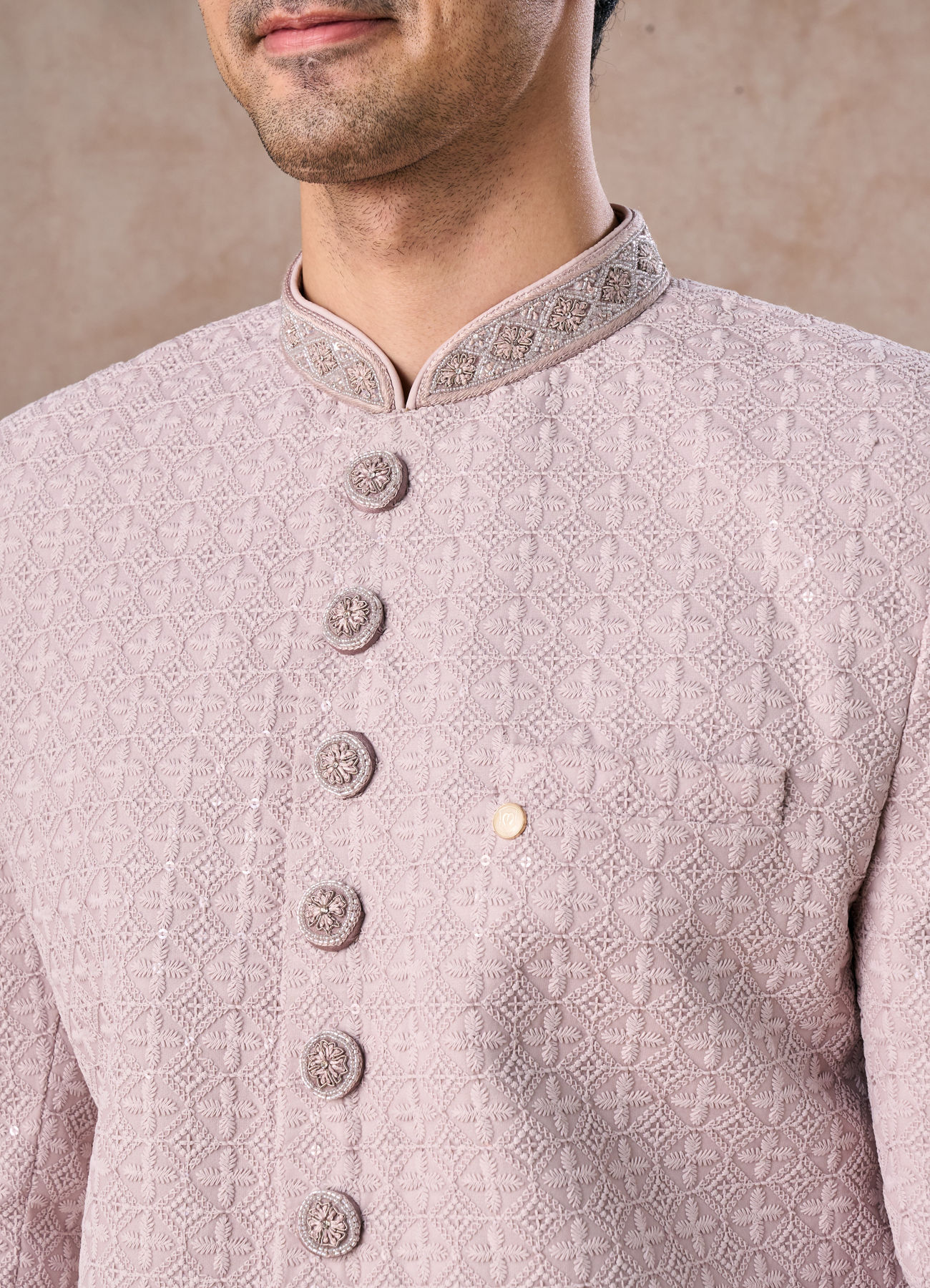 Manyavar Men Lilac Georgette Extravaganza Sherwani