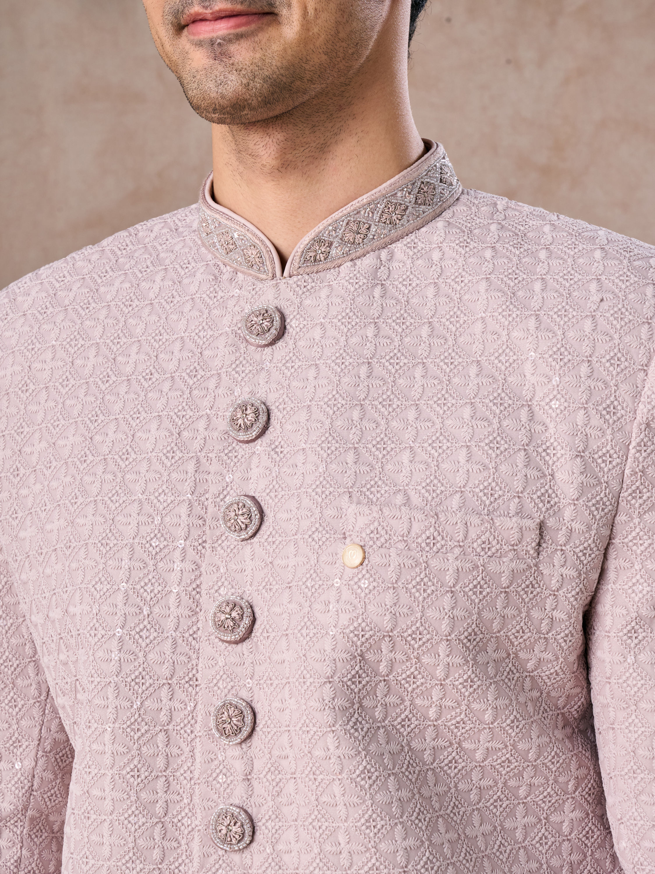 Manyavar Men Lilac Georgette Extravaganza Sherwani