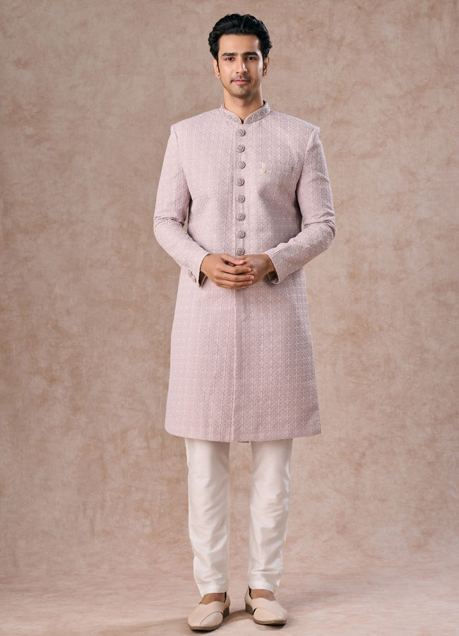 Manyavar Men Lilac Georgette Extravaganza Sherwani