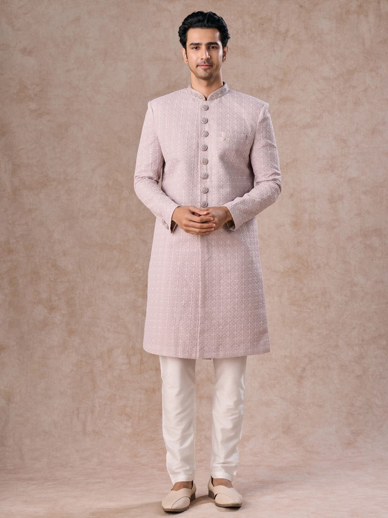 Manyavar Men Lilac Georgette Extravaganza Sherwani