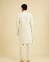 Manyavar Men Warm White Scallop Patterned Sherwani Set with Rhinestone Work