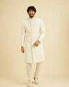 Manyavar Men Warm White Lattice Patterned Sequinned Sherwani Set