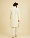 Manyavar Men Warm White Lattice Patterned Sequinned Sherwani Set