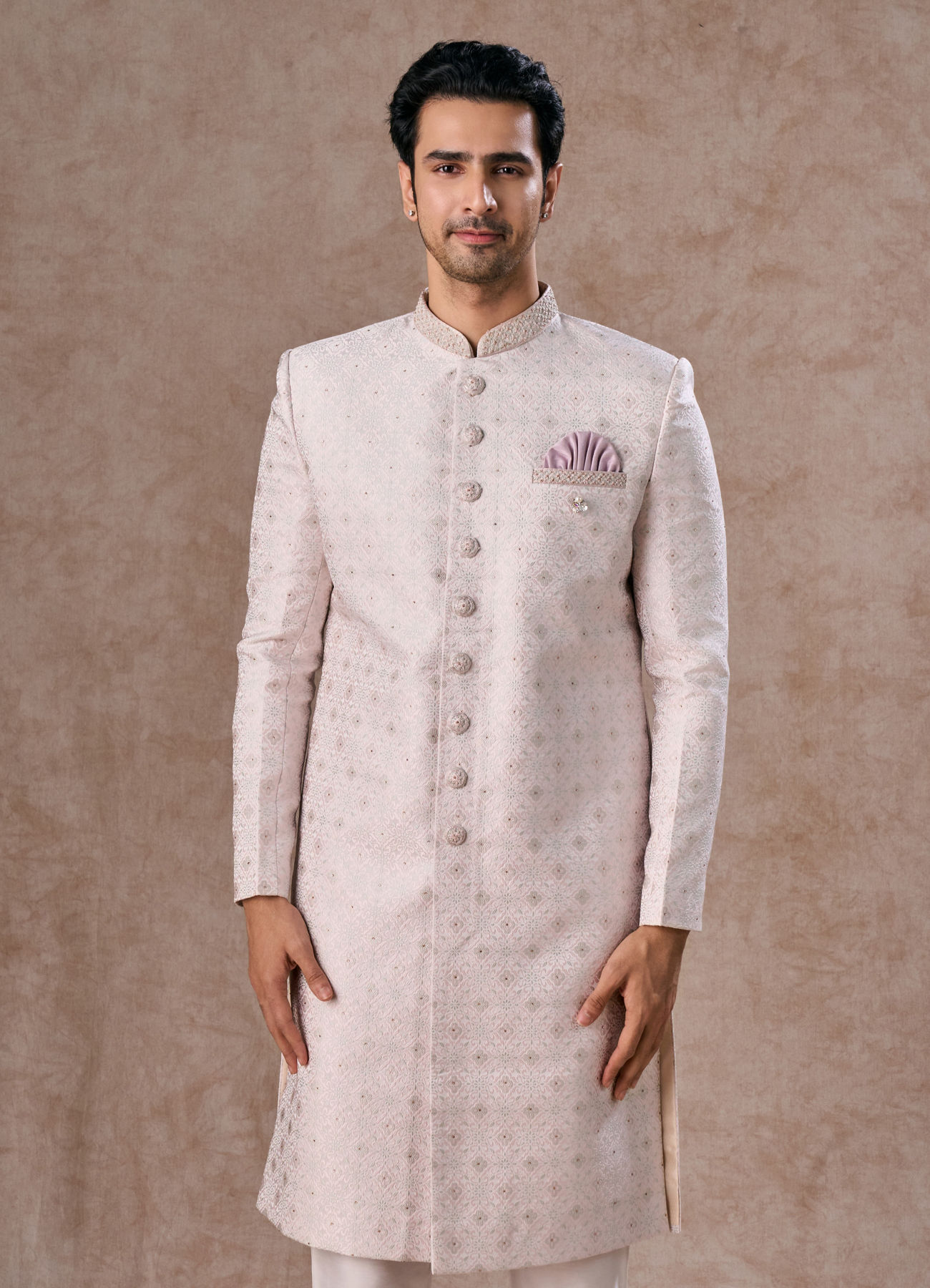 Manyavar Men Glistening Dusty Pink Sherwani