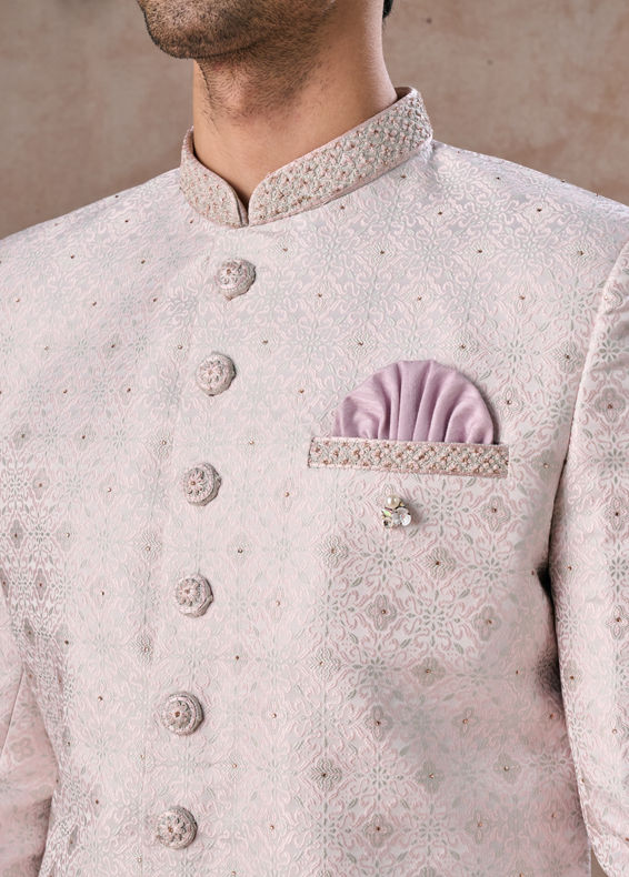 Manyavar Men Glistening Dusty Pink Sherwani