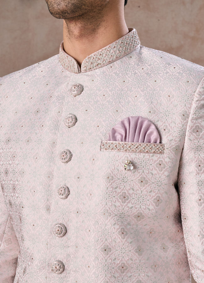Manyavar Men Glistening Dusty Pink Sherwani