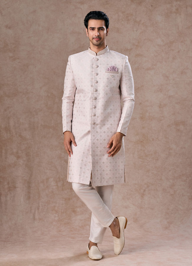 Manyavar Men Glistening Dusty Pink Sherwani