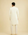 Manyavar Men Warm White Honeycomb & Leaf Patterned Sherwani Set