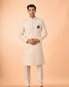 Manyavar Men Cream Georgette Sherwani