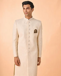 Manyavar Men Cream Georgette Sherwani