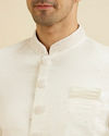 Manyavar Men Warm White Ogee Patterned Sherwani Set with Sequin Work image number 1