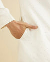 Manyavar Men Warm White Ogee Patterned Sherwani Set with Sequin Work