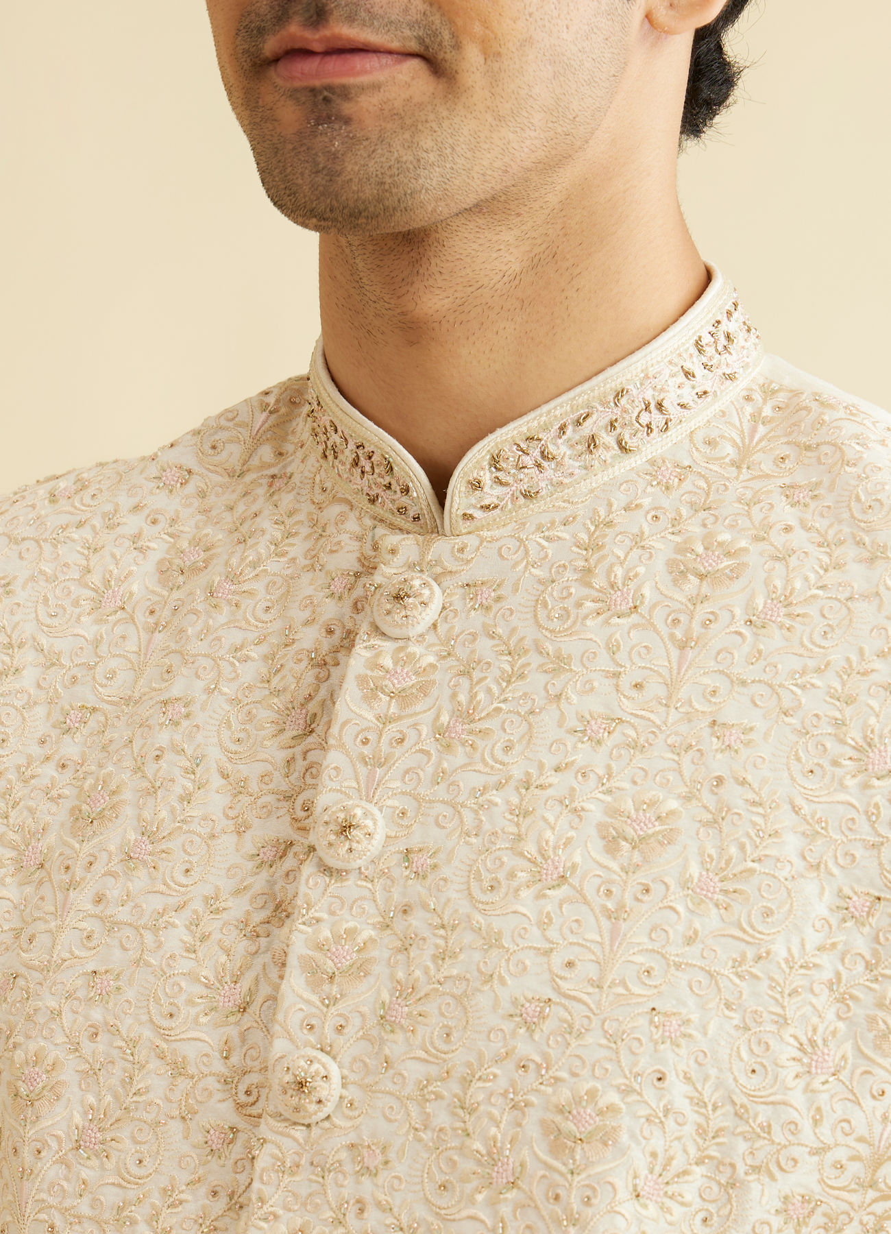 Manyavar Men Beige Majesty Sherwani