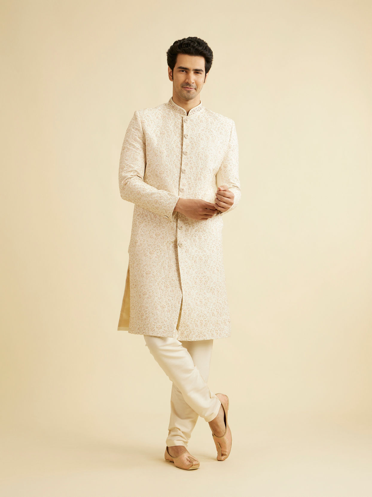 Manyavar Men Beige Majesty Sherwani