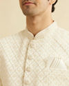 Manyavar Men Cream White Buta & Trellis Patterned Sherwani Set image number 1