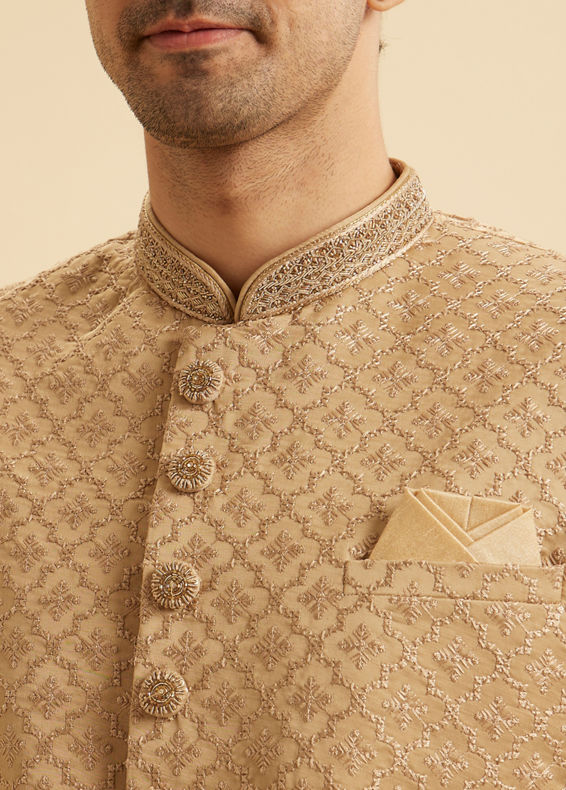 Manyavar Men Beige Grandeur Sherwani