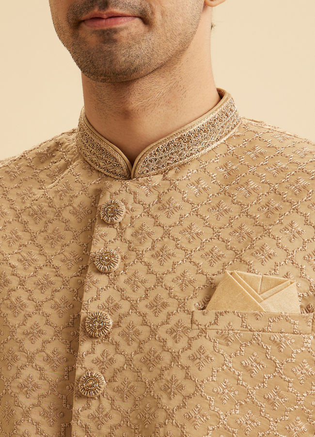 Manyavar Men Beige Grandeur Sherwani