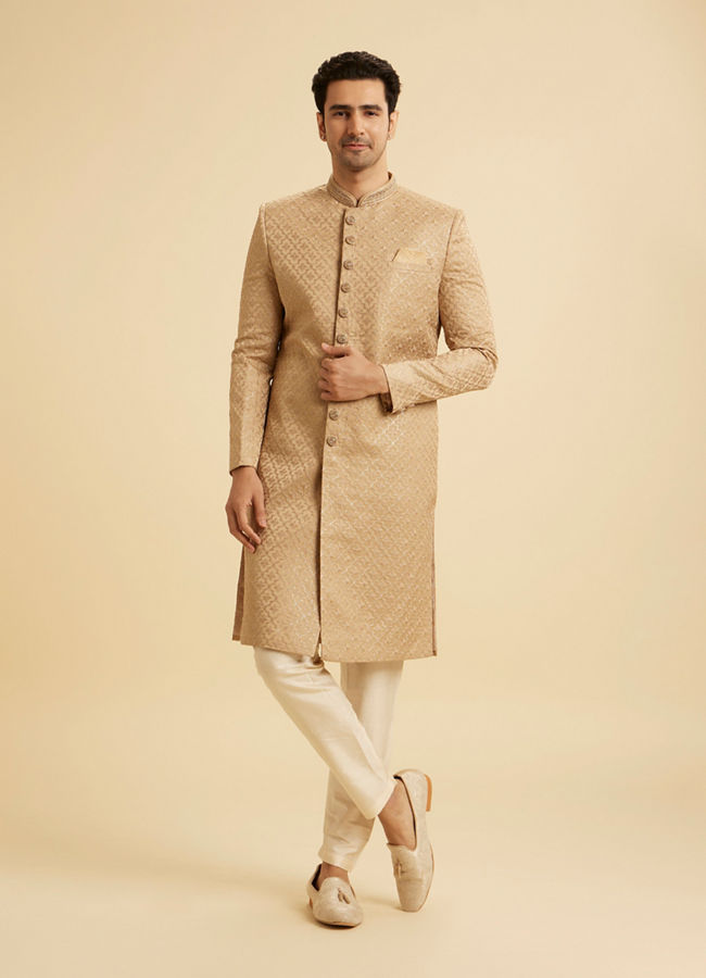 Manyavar Men Beige Grandeur Sherwani