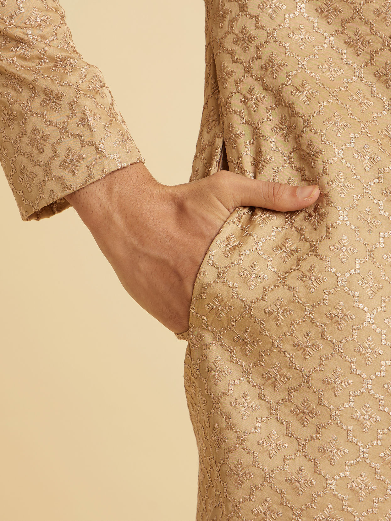 Manyavar Men Beige Grandeur Sherwani