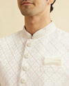 Manyavar Men Warm White Buta & Trellis Patterned Sherwani Set image number 1