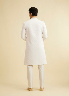 Manyavar Men Warm White Buta & Trellis Patterned Sherwani Set image number 5