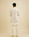 Manyavar Men Cream White Sherwani Set with Dotted Linear Motifs & Sequin Work