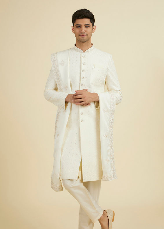 Manyavar Men Cream Elegance Sherwani