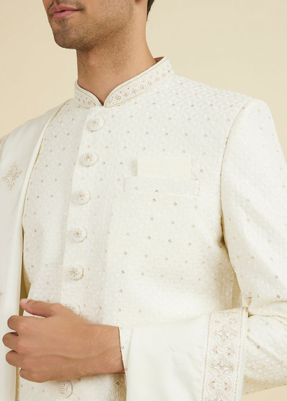 Manyavar Men Cream Elegance Sherwani