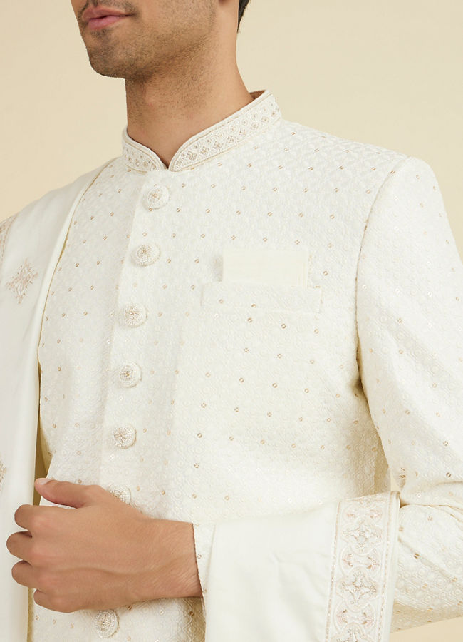 Manyavar Men Cream Elegance Sherwani
