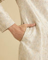 Manyavar Men Soft Beige Jaal Medallion Patterned Sherwani Set