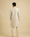 Manyavar Men Soft Beige Jaal Medallion Patterned Sherwani Set